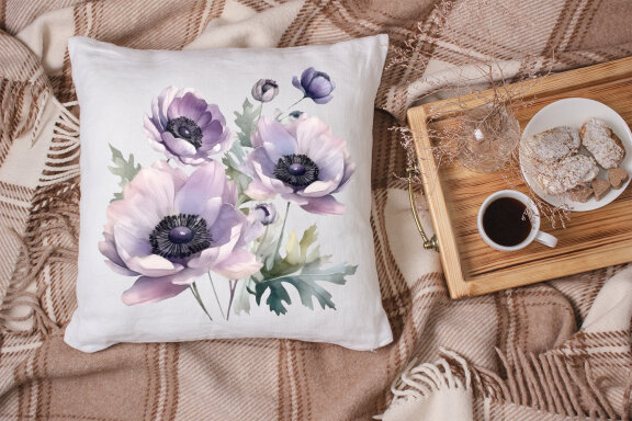 Lilac and blue anemone flowers clipart