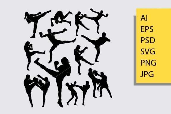 Thai boxing silhouette