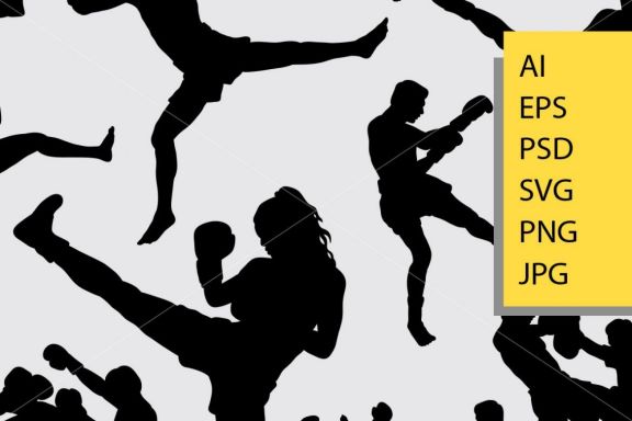 Thai boxing silhouette