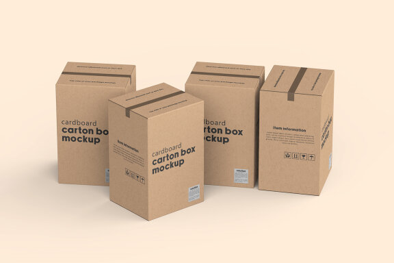 Vertical Cardboard Carton Box Mockup for Packaging