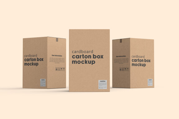 Vertical Cardboard Carton Box Mockup for Packaging