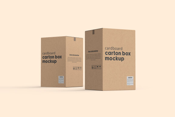 Vertical Cardboard Carton Box Mockup for Packaging