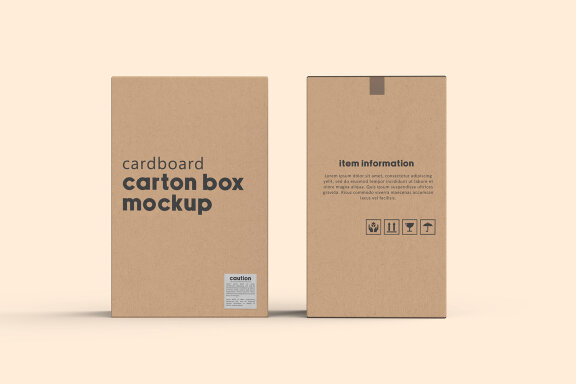 Vertical Cardboard Carton Box Mockup for Packaging