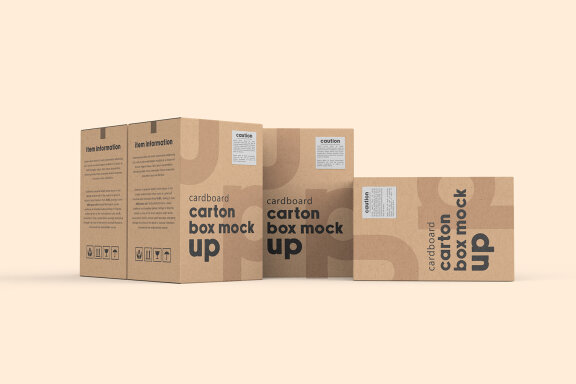 Vertical Cardboard Carton Box Mockup for Packaging