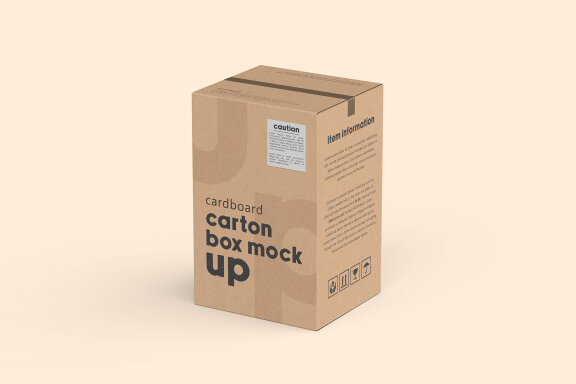 Vertical Cardboard Carton Box Mockup for Packaging