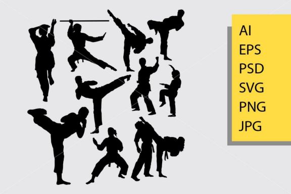 Karate martial art silhouette