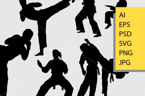 Karate martial art silhouette