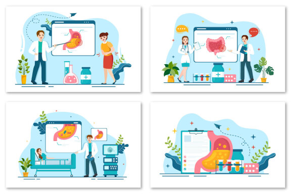 12 Stomach Health Gastroenterology Illustration