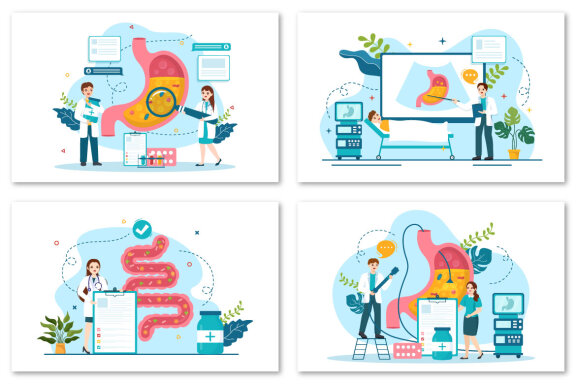 12 Stomach Health Gastroenterology Illustration
