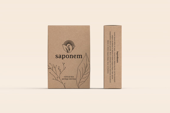 Vertical Paper Soap Box Packaging Mockup