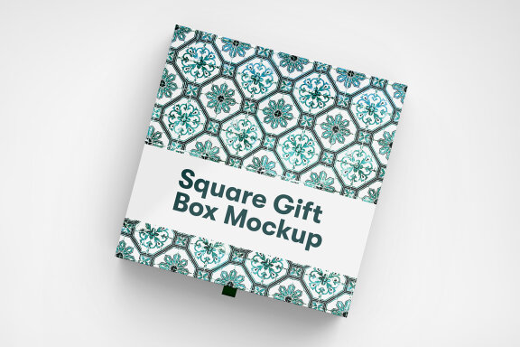 Square Paper Gift Box PSD Mockup