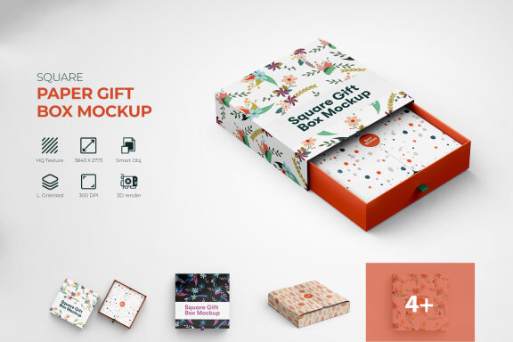 Free Sliding Gift Box Packaging Mockup Design - Mockup Planet