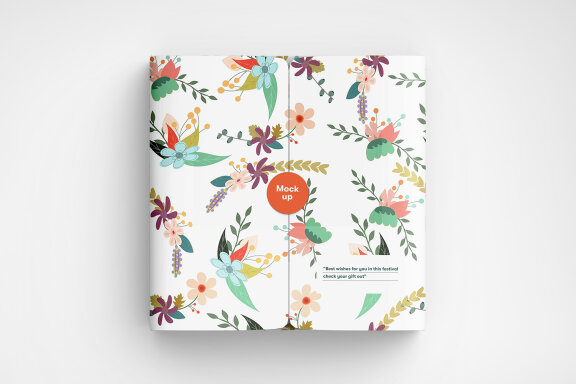 Square Paper Gift Box PSD Mockup