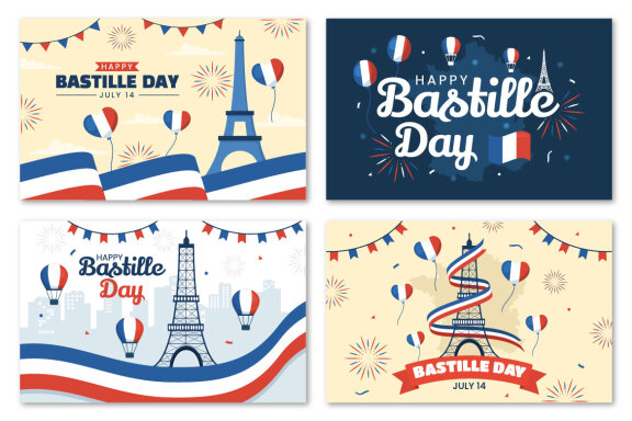 16 Happy Bastille Day Illustration