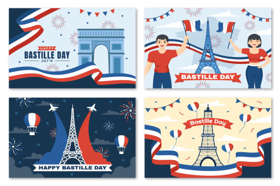 16 Happy Bastille Day Illustration