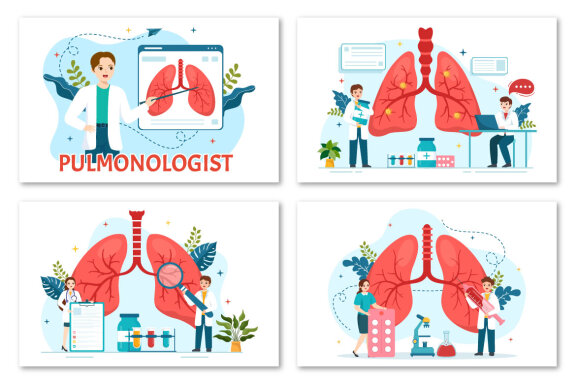 12 Pulmonologist Vector Illustration