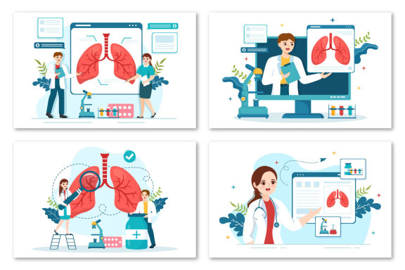 12 Pulmonologist Vector Illustration