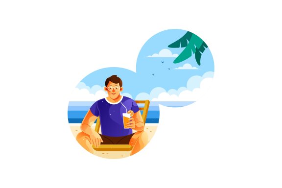 Drinking Juice on the Beach in Summer