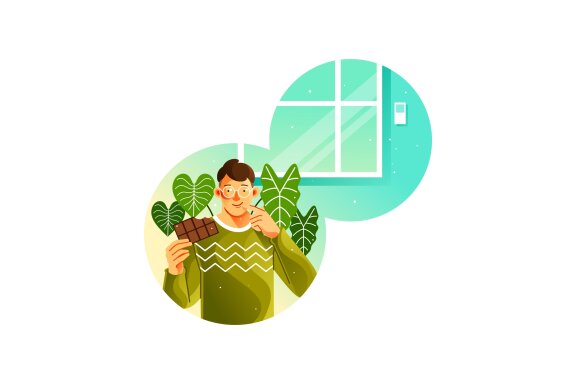 Man Eating Chocolate Bar
