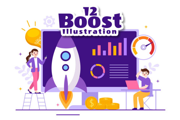 12 Business Boost Vector Illustration