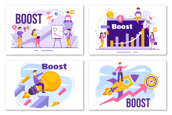 12 Business Boost Vector Illustration