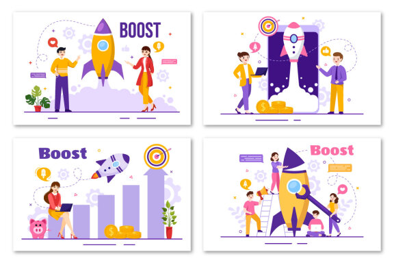 12 Business Boost Vector Illustration