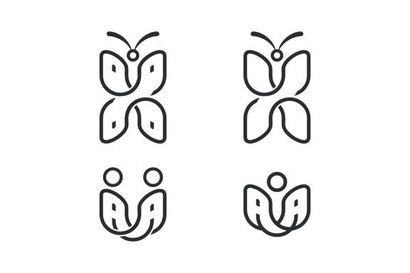 AA UN X butterfly - Free Logo Shapes