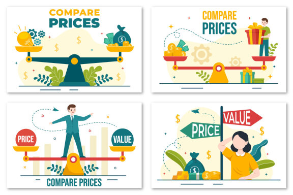 10 Compare Prices Economy Illustration