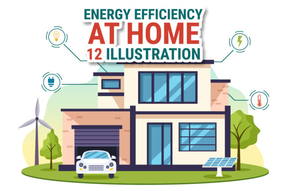 12 Energy Efficient at Home Illustration