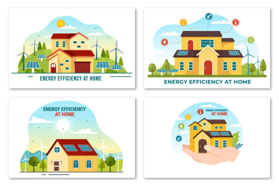 12 Energy Efficient at Home Illustration