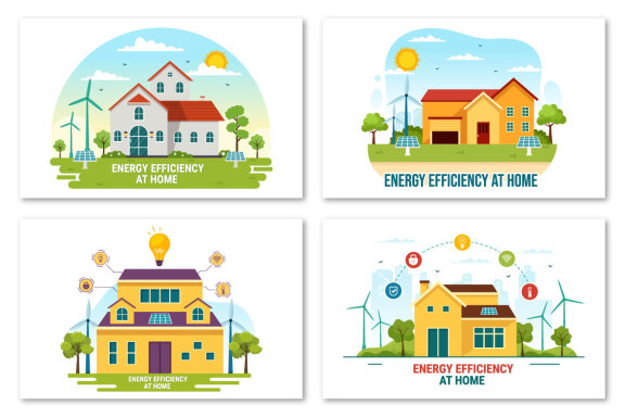 12 Energy Efficient at Home Illustration