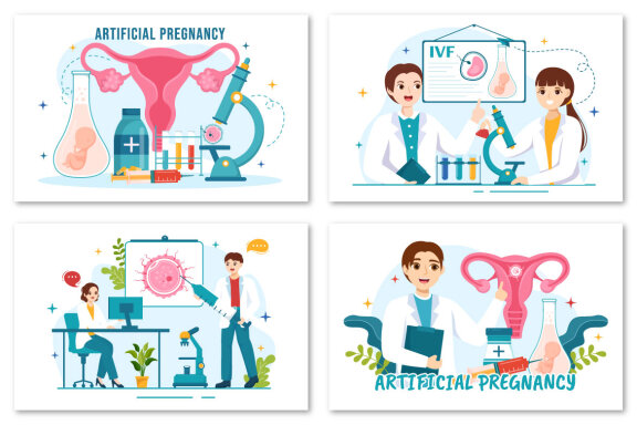 12 Artificial Pregnancy Vector Illustration