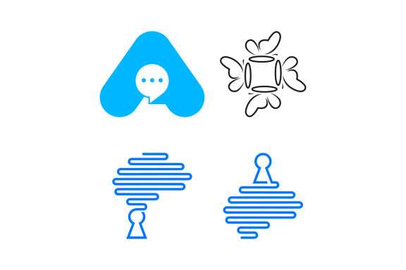 A chat butterfly brain keyhole - Free Logo Shapes