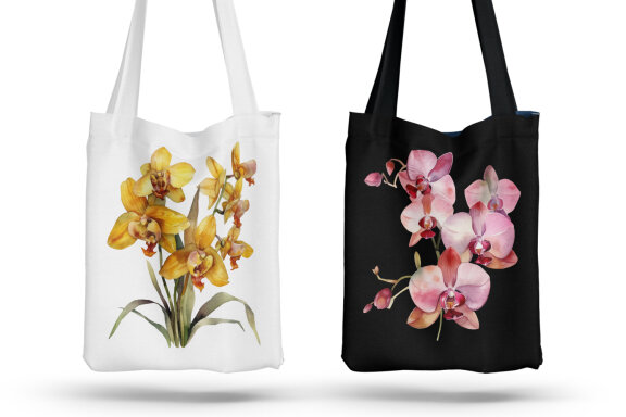 Orchids. Watercolor clipart collection Bundle