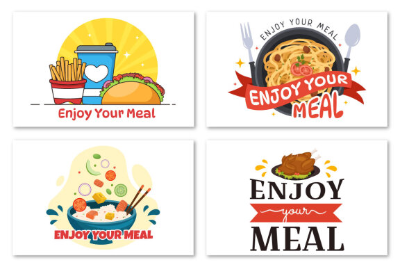 15 Enjoy Your Meal Vector Illustration