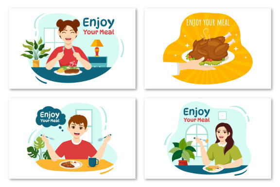 15 Enjoy Your Meal Vector Illustration