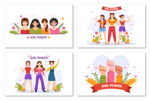 11 Girl Power Vector Illustration
