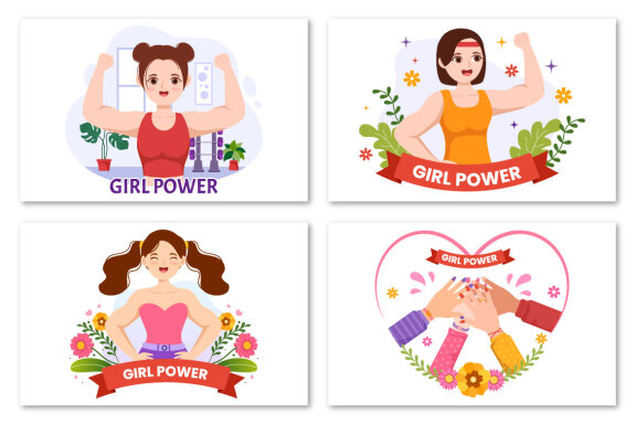 11 Girl Power Vector Illustration