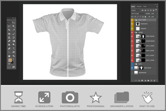 Polo T-Shirt Mockup Front View