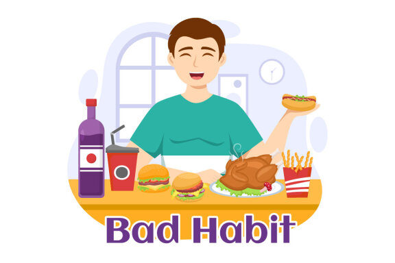 11 Bad Habit Vector Illustration