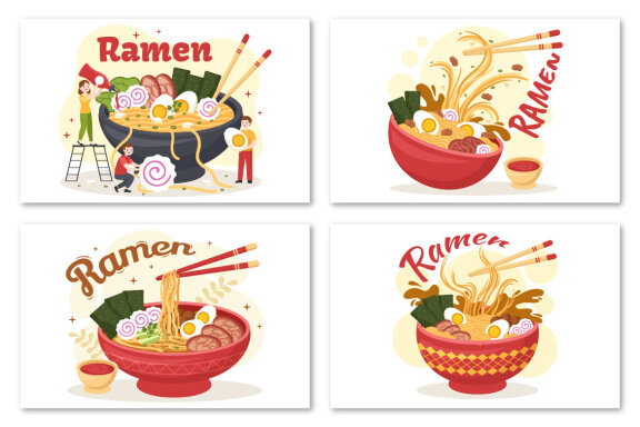 12 Ramen Japanese Food Illustration