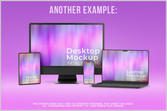 Devices Mockup with Phone Computer Laptop and Tablet