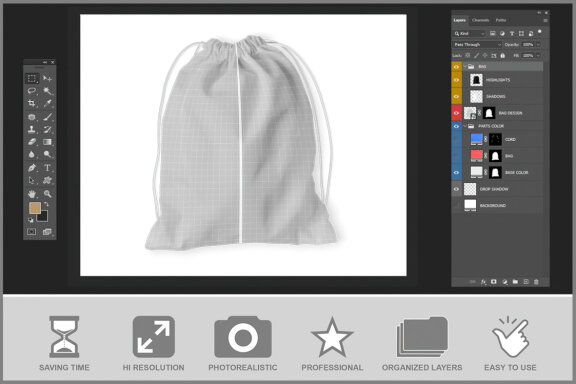 Drawstring Bag Mockup