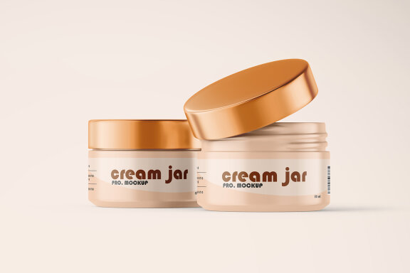 Matte Cream Jar Mockup With Metallic Lid Sun Cream Cosmetic Product