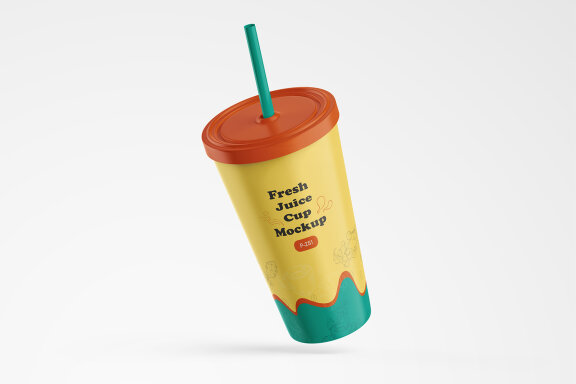 Plastic Juice Cup Mock-Up, Product Mockups ft. cup & plastic