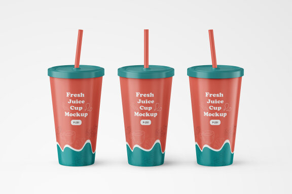 Plastic Juice Cup Mock-Up, Product Mockups ft. cup & plastic