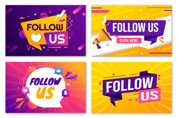  16 Follow Us and Like Free Illustrations