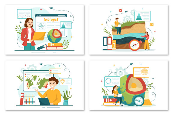 12 Geologist Vector Illustration