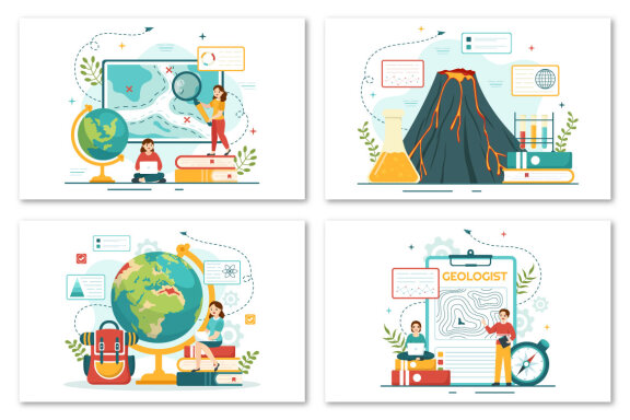 12 Geologist Vector Illustration