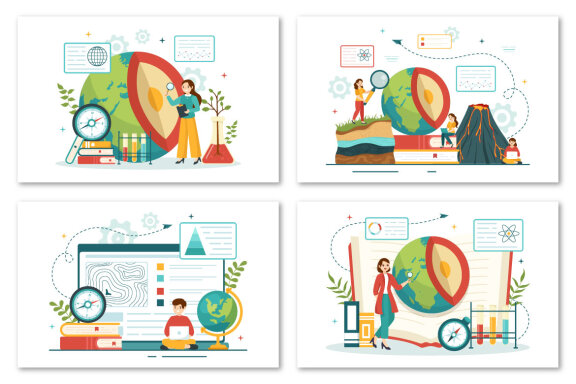 12 Geologist Vector Illustration